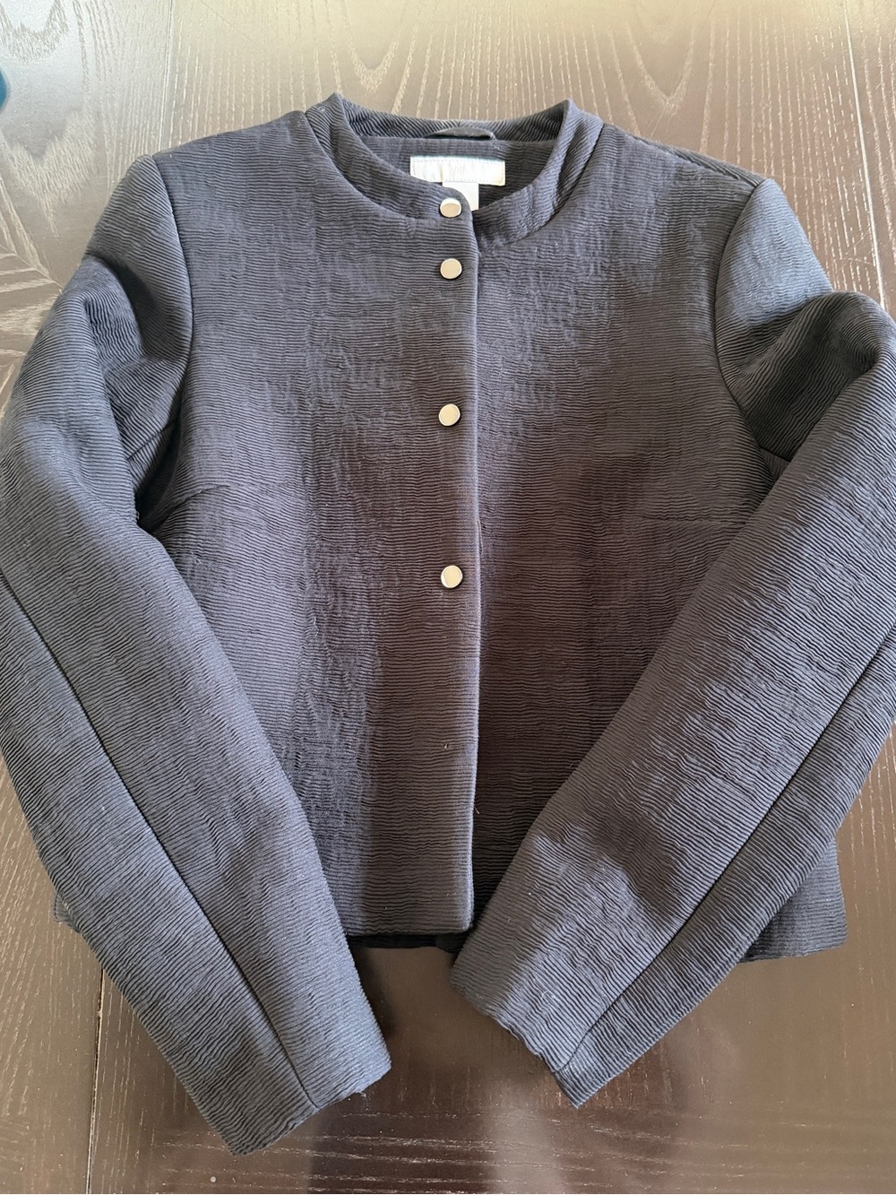 H&M Black Textured Crewneck Jacket size 2